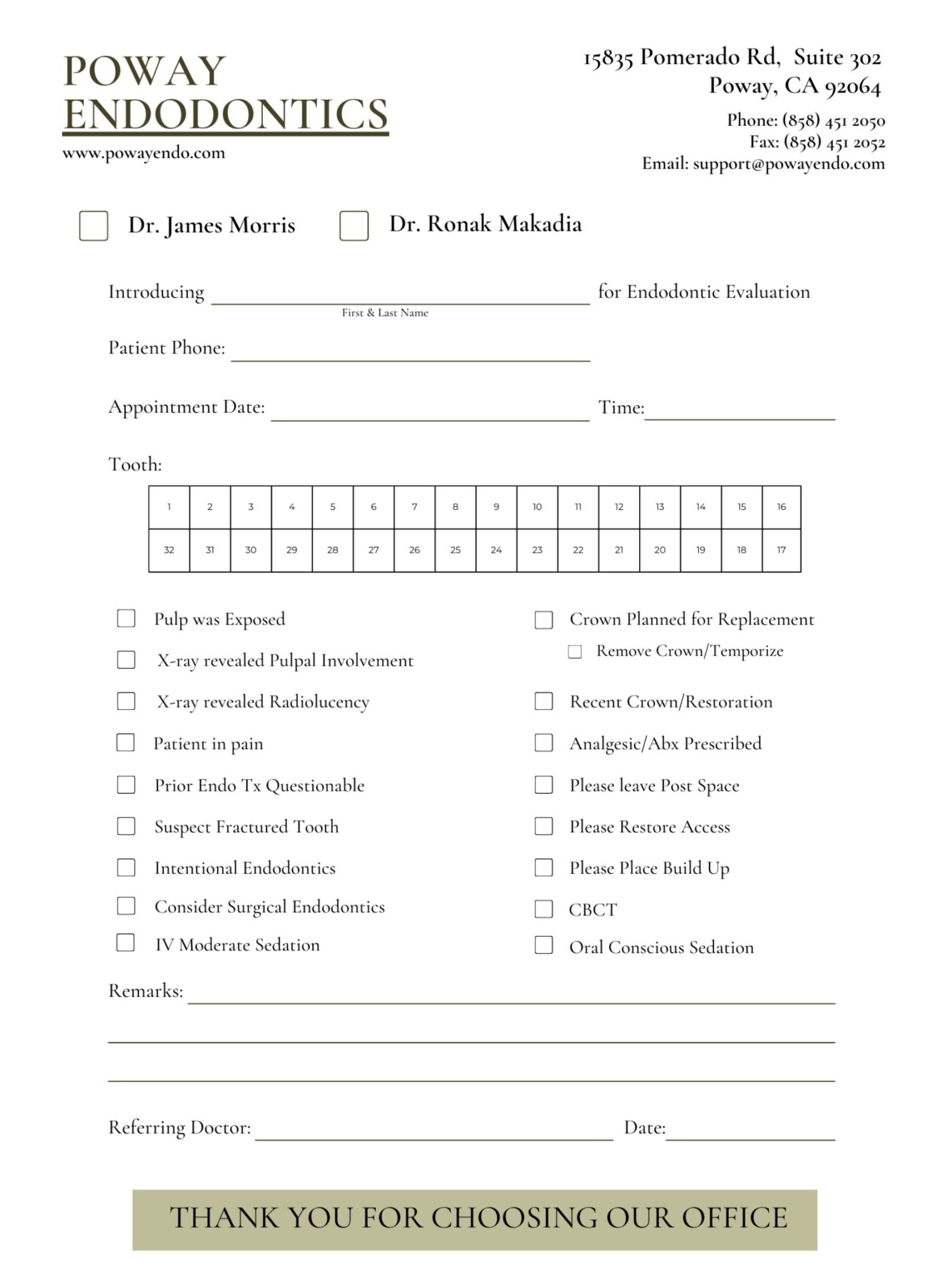 Referral Form - Poway Endodontics